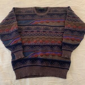 Vintage Gaeltarra Ireland 100% Wool Coogi Style Geometric Pattern Sweater